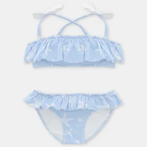 BIKINI NIÑA STAR CELESTE Y BLANCO