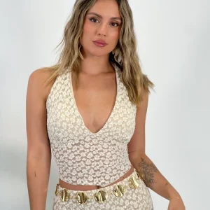 Top halter blonda