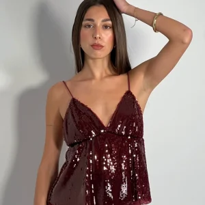 Top escote pico lentejuelas