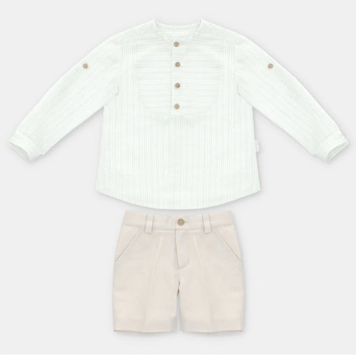 CAMISA RAYAS +BERMUDA TELA NIÑO LUCC