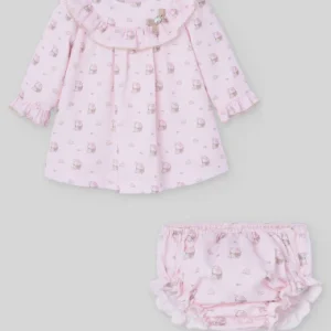VESTIDO CON VOLANTE EN CUELLO Y BRAGA "PASCUA"