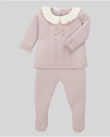 CONJUNTO DE PUNTO NIÑA JUBON Y POLAINA "ERIZOS"