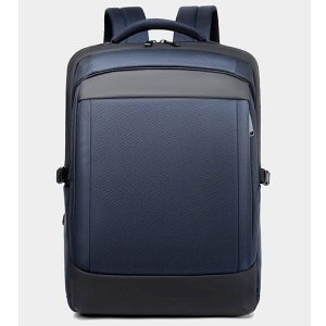 Blue Anti-Theft Backpack With USB Charger And Laptop Space