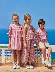 CAMISA M/ LARGA LINO RAYAS ROJA